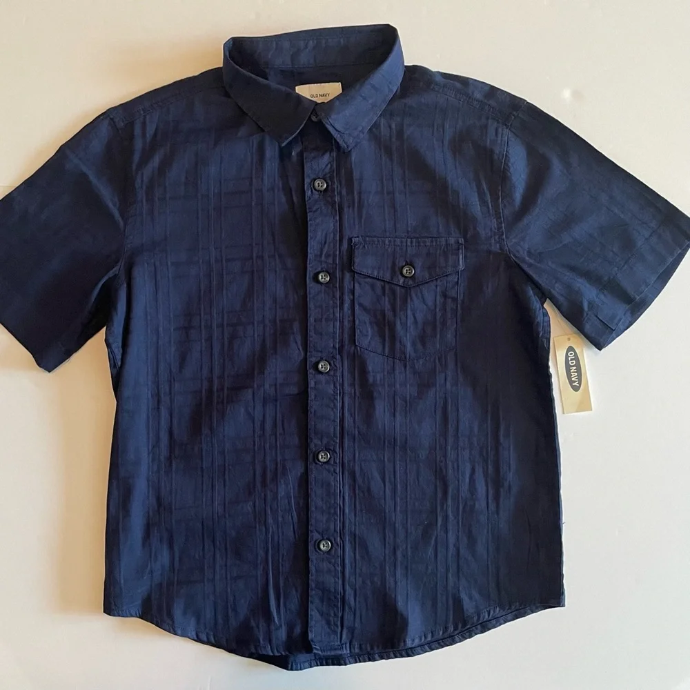 Old Navy Button Up Shirt Short Sleeve Boys Size 8 M NWT